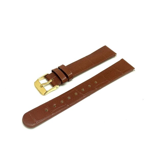 Invicta Watch Replacement Band Brown Leather 16mm Lug Gold Tone Steel Clasp - Picture 4 of 7